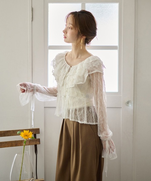 mideal フリルブラウス asymmetrical frill blouse / アシンメトリーフリルブラウス