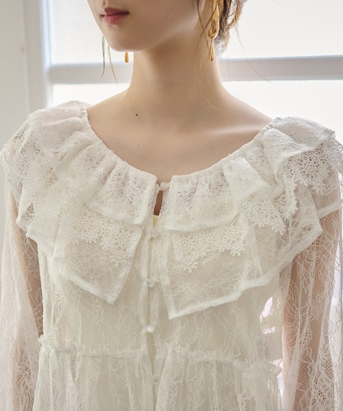 セール】sheer frill blouse / シアーフリルブラウス（シャツ