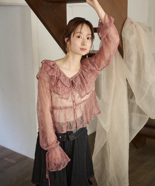 mideal（マイディール）の「sheer frill blouse / シアーフリル
