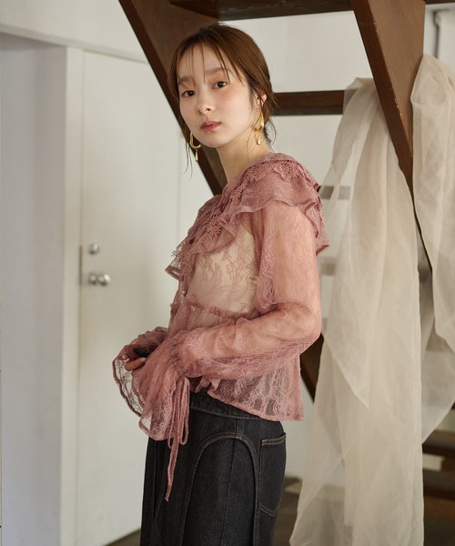 mideal(マイディール)の「sheer frill blouse / シアーフリルブラウス(シャツ/ブラウス・レディース・オフホワイト/ピンク/ブルー・FREE)」の10枚目の写真
