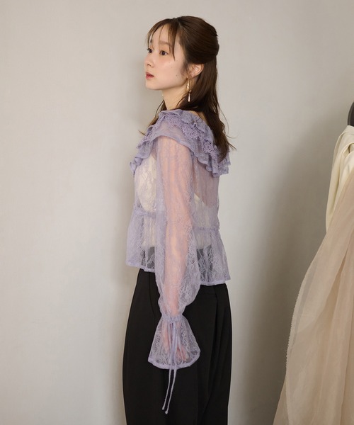 mideal(マイディール)の「sheer frill blouse / シアーフリルブラウス(シャツ/ブラウス・レディース・オフホワイト/ピンク/ブルー・FREE)」の11枚目の写真