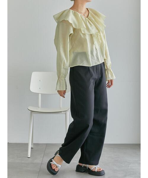 ehka sopo（エヘカソポ）の「カーブスラックス（スラックス・レディース・ブラック/グレー/ベージュ・F）」の2枚目の写真