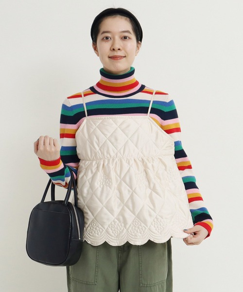Dot&Stripes CHILD WOMAN(ドットアンドストライプス チャイルドウーマン)の「サテンキルトカットワーク キャミブラウス(シャツ/ブラウス・レディース・アイボリー/カーキ・FREE)」の2枚目の写真