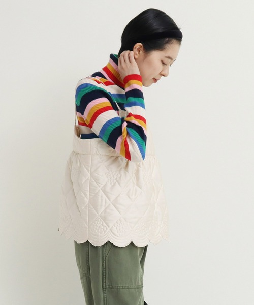 Dot&Stripes CHILD WOMAN(ドットアンドストライプス チャイルドウーマン)の「サテンキルトカットワーク キャミブラウス(シャツ/ブラウス・レディース・アイボリー/カーキ・FREE)」の4枚目の写真