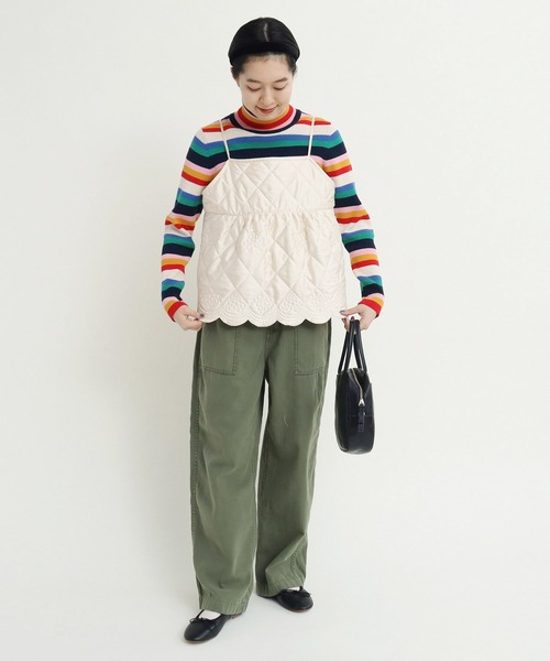 Dot&Stripes CHILD WOMAN(ドットアンドストライプス チャイルドウーマン)の「サテンキルトカットワーク キャミブラウス(シャツ/ブラウス・レディース・アイボリー/カーキ・FREE)」の6枚目の写真