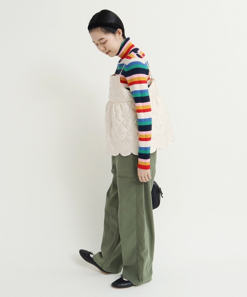 Dot&Stripes CHILD WOMAN(ドットアンドストライプス チャイルドウーマン)の「サテンキルトカットワーク キャミブラウス(シャツ/ブラウス・レディース・アイボリー/カーキ・FREE)」の7枚目の写真