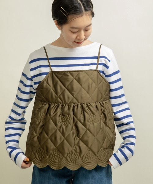 Dot&Stripes CHILD WOMAN(ドットアンドストライプス チャイルドウーマン)の「サテンキルトカットワーク キャミブラウス(シャツ/ブラウス・レディース・アイボリー/カーキ・FREE)」の11枚目の写真