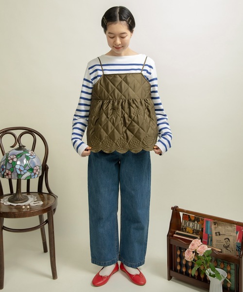 Dot&Stripes CHILD WOMAN(ドットアンドストライプス チャイルドウーマン)の「サテンキルトカットワーク キャミブラウス(シャツ/ブラウス・レディース・アイボリー/カーキ・FREE)」の13枚目の写真