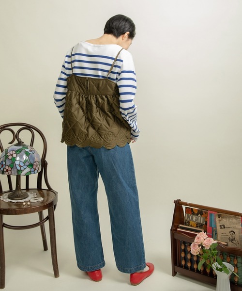 Dot&Stripes CHILD WOMAN(ドットアンドストライプス チャイルドウーマン)の「サテンキルトカットワーク キャミブラウス(シャツ/ブラウス・レディース・アイボリー/カーキ・FREE)」の14枚目の写真