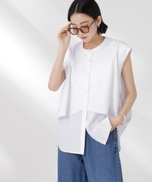 NANO universe | フロントフレアケープカラーノースリーブシャツ(シャツ/ブラウス)