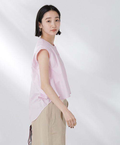 NANO universe（ナノユニバース）の「フロントフレアケープカラーノースリーブシャツ（シャツ/ブラウス・レディース・チャコール/ピンク/ホワイト・FREE）」の12枚目の写真