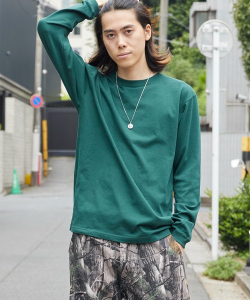 CROSS & STITCH(クロスステッチ)の「CROSS&STITCH/クロスアンドステッチ オープンエンド マックスウェイトロングスリーブTシャツ 長袖 ユニセックス(リブ有り) ロンT カットソー 2026年 夏 夏服(Tシャツ/カットソー・メンズ・ダークブルー/ダークグリーン/ホワイト/アッシュ/ライトベージュ/ブラック/スミクロ・L/M/S/XL)」の6枚目の写真