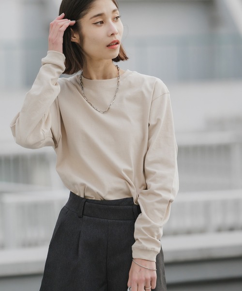 CROSS & STITCH(クロスステッチ)の「CROSS&STITCH/クロスアンドステッチ オープンエンド マックスウェイトロングスリーブTシャツ 長袖 ユニセックス(リブ有り) ロンT カットソー 2026年 夏 夏服(Tシャツ/カットソー・メンズ・ダークブルー/ダークグリーン/ホワイト/アッシュ/ライトベージュ/ブラック/スミクロ・L/M/S/XL)」の12枚目の写真