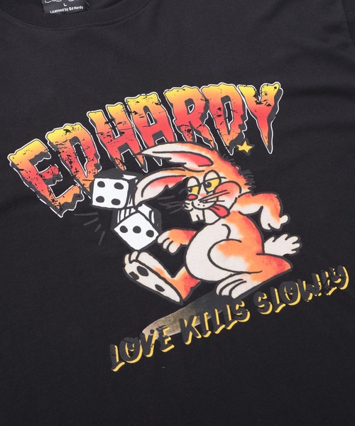 Ed Hardy(エドハーディー)の「『ED HARDY/エドハーディー』クルーネック ラビット半袖Tシャツ(Tシャツ/カットソー・メンズ・ブラック/ホワイト・L/M)」の3枚目の写真