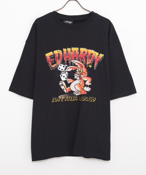 Ed Hardy(エドハーディー)の「『ED HARDY/エドハーディー』クルーネック ラビット半袖Tシャツ(Tシャツ/カットソー・メンズ・ブラック/ホワイト・L/M)」の9枚目の写真