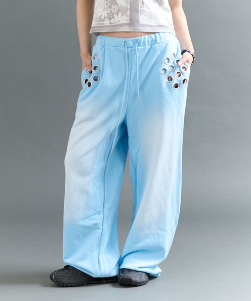 スウェットパンツ HUECLOSET Closet Eyelet Parachute Training Pants SP008 スウェットパラシュートパンツ | c h é m e
