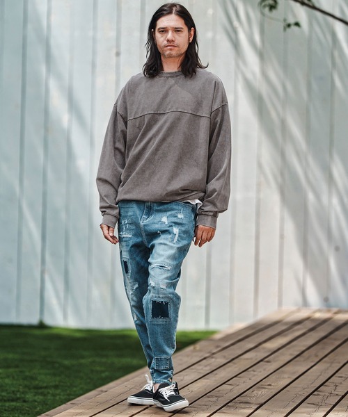 CAMBIO(カンビオ)の「mlt5283- Snow Wash Cotton Arrange Pullover カットソー(Tシャツ/カットソー・メンズ・ブラック/パープル/ブラウン・S/M/L)」の10枚目の写真
