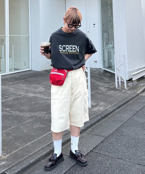 CIAOPANIC TYPY（チャオパニックティピー）の「【ユニセックス】フロストモーションロゴプリント半袖Tee（Tシャツ/カットソー・メンズ・オフホワイト/チャコールグレー/ブラック/ネイビー・LARGE/MEDIUM）」の11枚目の写真