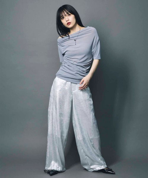 led.tokyo（レッドトウキョウ）の「【led.tokyo】SHINY JOGGER PANTS/シャイニージョガーパンツ（その他パンツ・レディース・ブラック/グレー/ホワイト・2/1）」の4枚目の写真