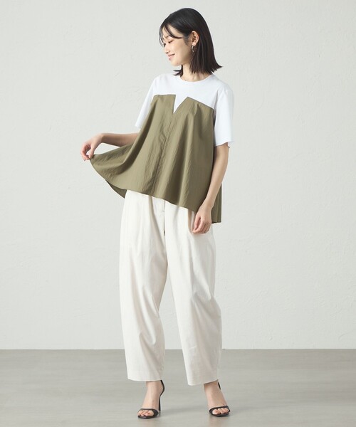 CAST:(キャストコロン)の「【1枚で着映える】異素材コンビカットソー(Tシャツ/カットソー・レディース・グリーン系その他7/ブラック/ピンク系その他2・M)」の13枚目の写真