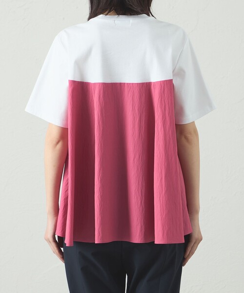 CAST:(キャストコロン)の「【1枚で着映える】異素材コンビカットソー(Tシャツ/カットソー・レディース・グリーン系その他7/ブラック/ピンク系その他2・M)」の6枚目の写真