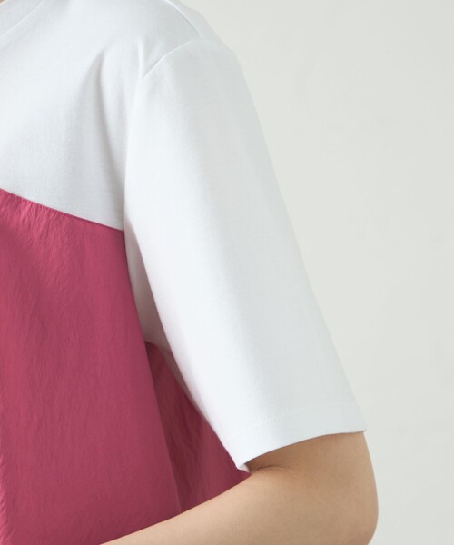 CAST:(キャストコロン)の「【1枚で着映える】異素材コンビカットソー(Tシャツ/カットソー・レディース・グリーン系その他7/ブラック/ピンク系その他2・M)」の7枚目の写真