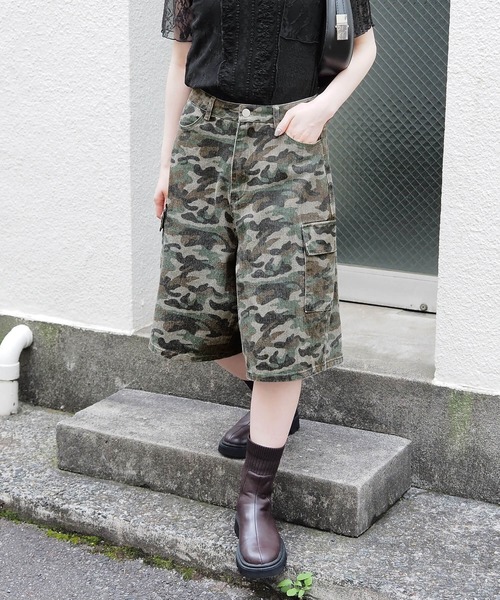 tiptop（ティップトップ）の「カーゴデニムハーフパンツ（カーゴパンツ・レディース・ダークブルー/ブラック/カーキ・FREE）」の17枚目の写真