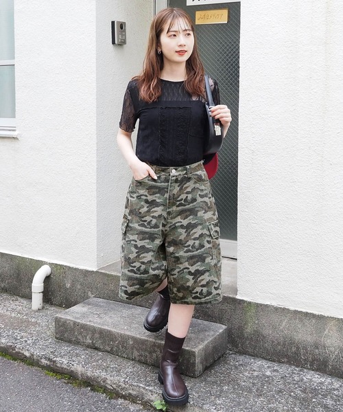 tiptop（ティップトップ）の「カーゴデニムハーフパンツ（カーゴパンツ・レディース・ダークブルー/ブラック/カーキ・FREE）」の18枚目の写真