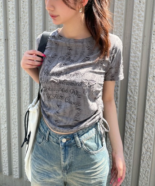 3.3 Field Trip (3.3フィールドトリップ)の「3.3 Field Trip/グランジダメージT(Tシャツ/カットソー・レディース・アイボリー/ライトグレー/ダークグレー・FREE)」の1枚目の写真