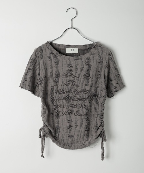 3.3 Field Trip (3.3フィールドトリップ)の「3.3 Field Trip/グランジダメージT(Tシャツ/カットソー・レディース・アイボリー/ライトグレー/ダークグレー・FREE)」の20枚目の写真