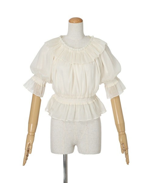 F i.n.t（フィント）の「シアーオフショルフリルプルオーバーブラウス　夏服（シャツ/ブラウス・レディース・ブルーグレー/ライトピンク/アイボリー/ミント・FREE）」の22枚目の写真