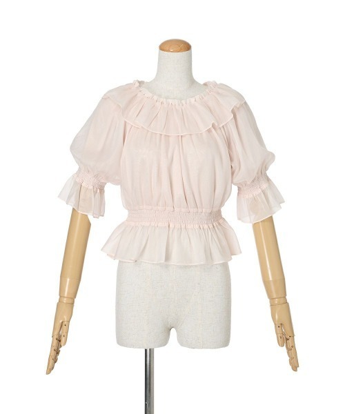 F i.n.t（フィント）の「シアーオフショルフリルプルオーバーブラウス　夏服（シャツ/ブラウス・レディース・ブルーグレー/ライトピンク/アイボリー/ミント・FREE）」の21枚目の写真