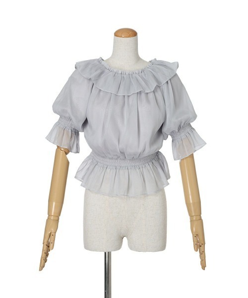 F i.n.t（フィント）の「シアーオフショルフリルプルオーバーブラウス　夏服（シャツ/ブラウス・レディース・ブルーグレー/ライトピンク/アイボリー/ミント・FREE）」の19枚目の写真