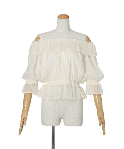 F i.n.t（フィント）の「シアーオフショルフリルプルオーバーブラウス　夏服（シャツ/ブラウス・レディース・ブルーグレー/ライトピンク/アイボリー/ミント・FREE）」の18枚目の写真