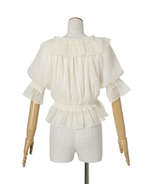 F i.n.t（フィント）の「シアーオフショルフリルプルオーバーブラウス　夏服（シャツ/ブラウス・レディース・ブルーグレー/ライトピンク/アイボリー/ミント・FREE）」の17枚目の写真