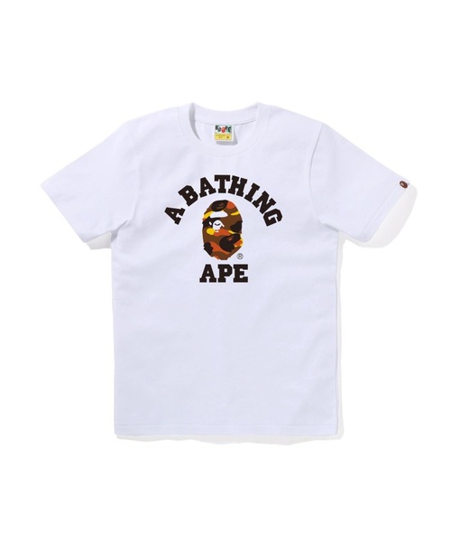 A BATHING APE(アベイシングエイプ)の「1ST CAMO COLLEGE TEE(Tシャツ/カットソー・レディース・ブラック×グリーン/ホワイト系その他7/ホワイト×グリーン/ホワイト×イエロー/ブラック×イエロー/ブラック系その他7・MEDIUM/X-SMALL/XX-SMALL/SMALL)」の1枚目の写真
