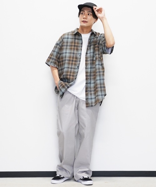 Beno（ビーノ）の「半袖チェックシャツ（Tシャツ/カットソー・メンズ・ネイビー/イエロー/ブルー/ブラック・MEDIUM/LARGE）」の11枚目の写真