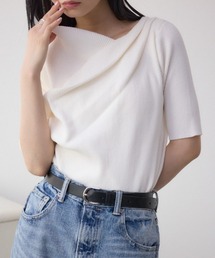 ドレープデザイン5分袖リブニット