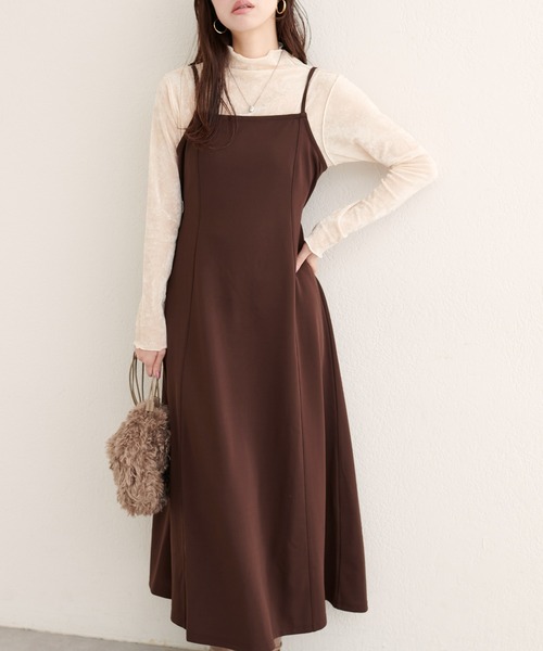 natural couture(ナチュラルクチュール)の「【ako】楽ちんキャミワンピース(ワンピース・レディース・ブラック/グレー/ブラウン/ボルドー・FREE)」の3枚目の写真
