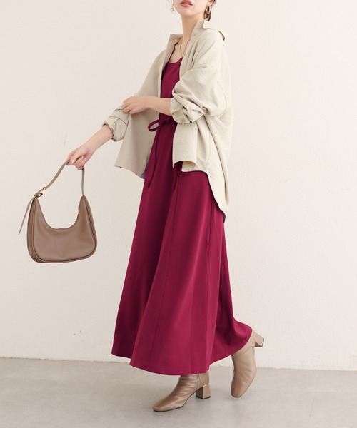 natural couture(ナチュラルクチュール)の「【ako】楽ちんキャミワンピース(ワンピース・レディース・ブラック/グレー/ブラウン/ボルドー・FREE)」の4枚目の写真