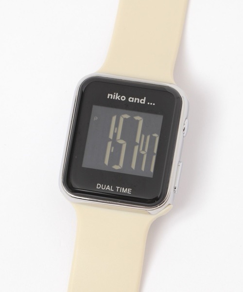 niko and...(ニコアンド)の「スクエアデジタルウォッチ(デジタル腕時計・レディース・ブラック/アイボリー/ピンク/ブルー・0)」の3枚目の写真
