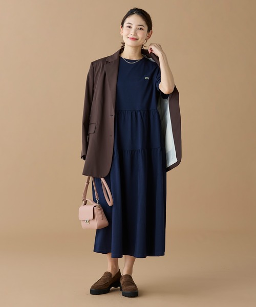 ティアード切り替え コットンドレス マキシ丈 ワンピース（ワンピース