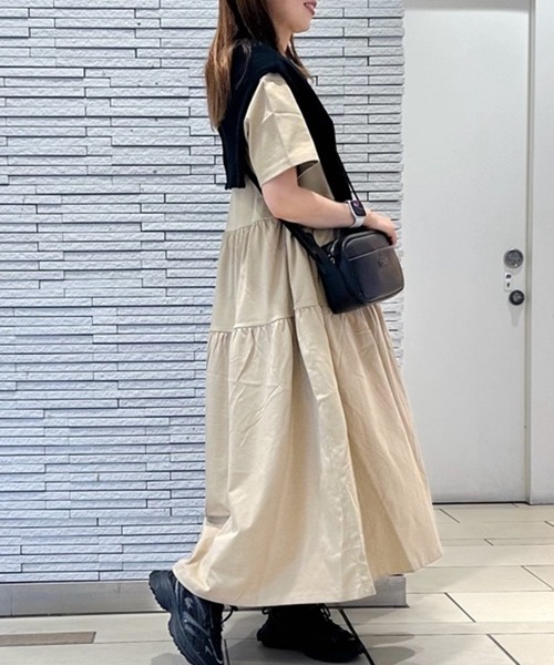 LACOSTE（ラコステ）の「ティアード切り替え コットンドレス マキシ丈 ワンピース（ワンピース・レディース・ベージュ/ネイビー/グリーン・34/38/36/40）」の4枚目の写真