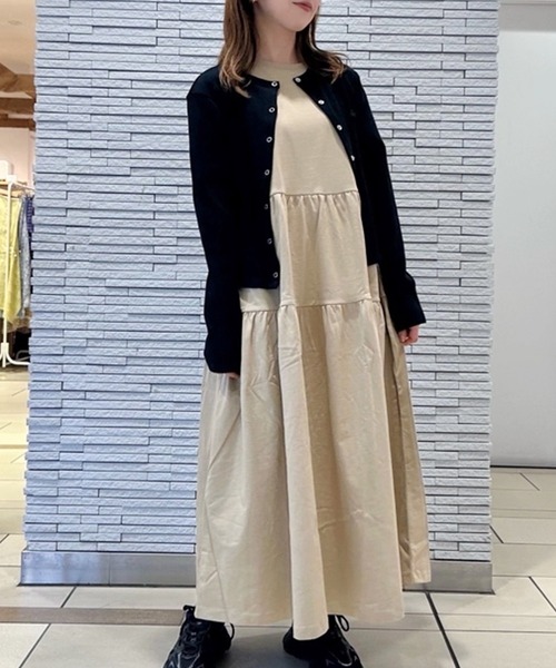 LACOSTE（ラコステ）の「ティアード切り替え コットンドレス マキシ丈 ワンピース（ワンピース・レディース・ベージュ/ネイビー/グリーン・34/38/36/40）」の5枚目の写真