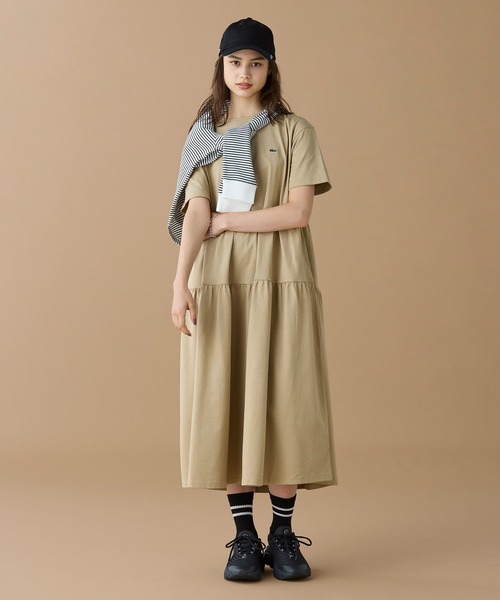 LACOSTE（ラコステ）の「ティアード切り替え コットンドレス マキシ丈 ワンピース（ワンピース・レディース・ベージュ/ネイビー/グリーン・34/38/36/40）」の8枚目の写真