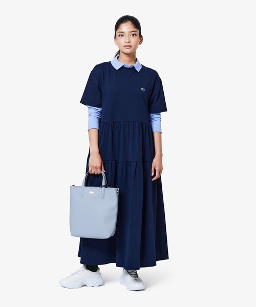 ティアード切り替え コットンドレス マキシ丈 ワンピース（ワンピース