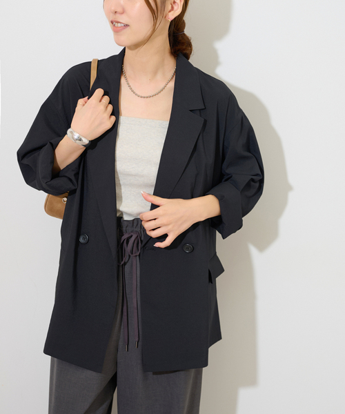 JOURNAL STANDARD relume(ジャーナルスタンダード レリューム)の「ダブルフロントライトジャケット(その他アウター・レディース・ブラック/ブラウン・FREE)」の2枚目の写真
