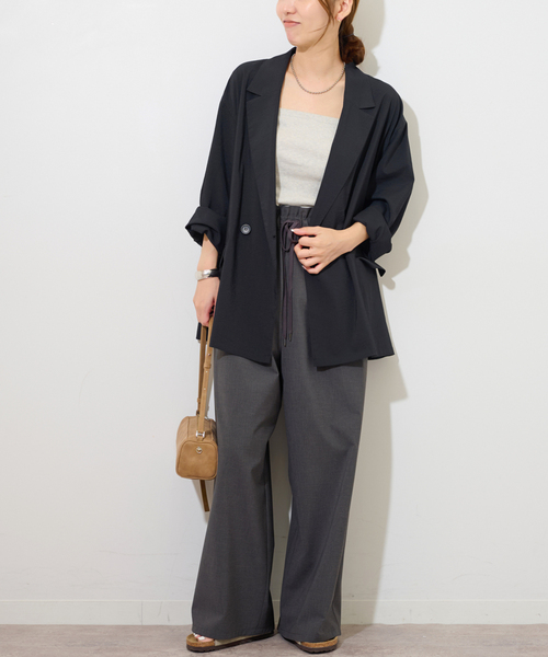JOURNAL STANDARD relume(ジャーナルスタンダード レリューム)の「ダブルフロントライトジャケット(その他アウター・レディース・ブラック/ブラウン・FREE)」の3枚目の写真