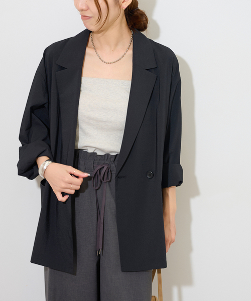 JOURNAL STANDARD relume(ジャーナルスタンダード レリューム)の「ダブルフロントライトジャケット(その他アウター・レディース・ブラック/ブラウン・FREE)」の6枚目の写真