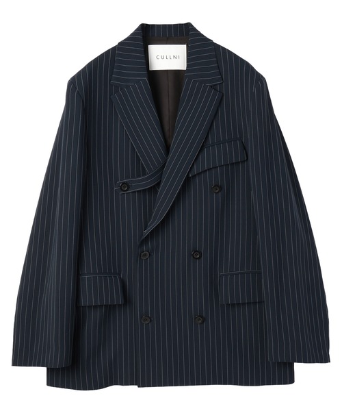 CULLNI(クルニ)の「Stripe Double Cloth Slant Belt Tailored Jacket(テーラードジャケット・メンズ・ブラック系/ネイビー系・2/1/0)」の3枚目の写真